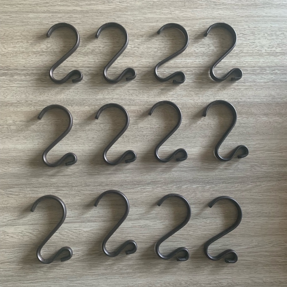 Metal Shower Curtain Hooks Set of 12 Ring Rust Resistant S Shaped Hooks Hangers